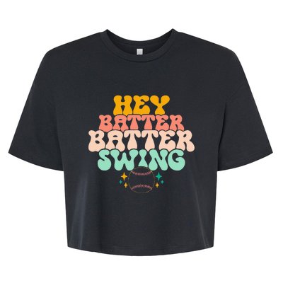 Hey Batter Batter Swing Funny Baseball Pitcher Support Bella+Canvas Jersey Crop Tee