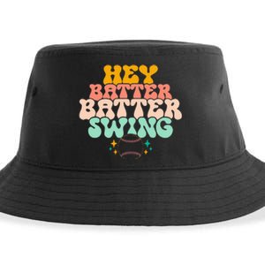 Hey Batter Batter Swing Funny Baseball Pitcher Support Sustainable Bucket Hat