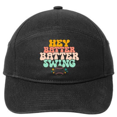 Hey Batter Batter Swing Funny Baseball Pitcher Support 7-Panel Snapback Hat