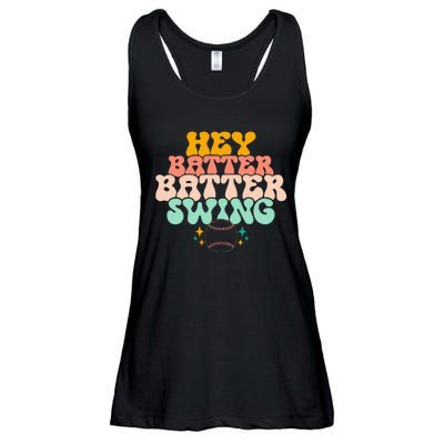 Hey Batter Batter Swing Funny Baseball Pitcher Support Ladies Essential Flowy Tank