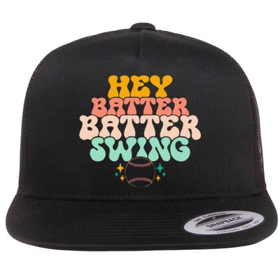 Hey Batter Batter Swing Funny Baseball Pitcher Support Flat Bill Trucker Hat