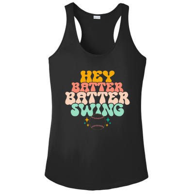 Hey Batter Batter Swing Funny Baseball Pitcher Support Ladies PosiCharge Competitor Racerback Tank