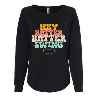 Hey Batter Batter Swing Funny Baseball Pitcher Support Womens California Wash Sweatshirt