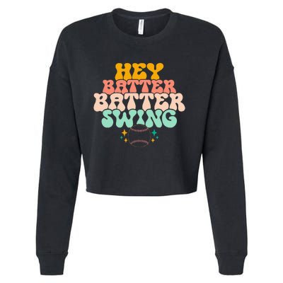 Hey Batter Batter Swing Funny Baseball Pitcher Support Cropped Pullover Crew