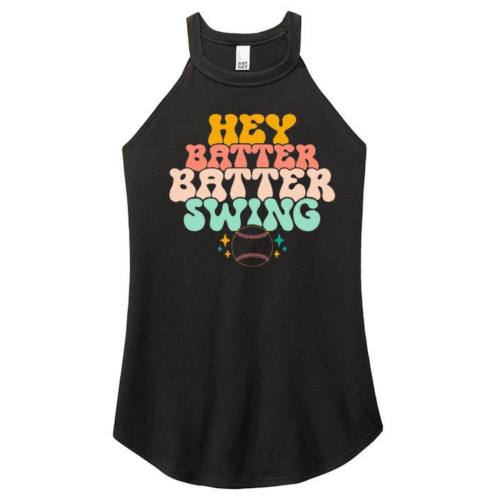 Hey Batter Batter Swing Funny Baseball Pitcher Support Women's Perfect Tri Rocker Tank