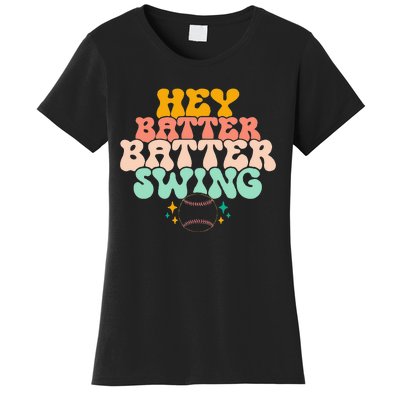 Hey Batter Batter Swing Funny Baseball Pitcher Support Women's T-Shirt