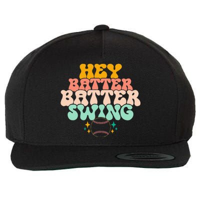 Hey Batter Batter Swing Funny Baseball Pitcher Support Wool Snapback Cap