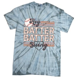 Hey Batter Batter Swing Baseball Mom Baseball Season Tie-Dye T-Shirt