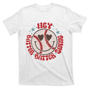 Hey Batter Batter Swing Smile Face Baseball Game Ballpark T-Shirt