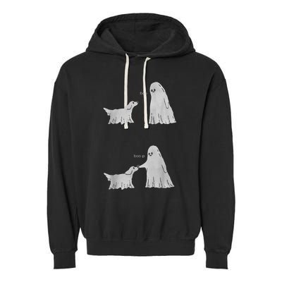 Halloween Boo Boop Ghost Dog Garment-Dyed Fleece Hoodie