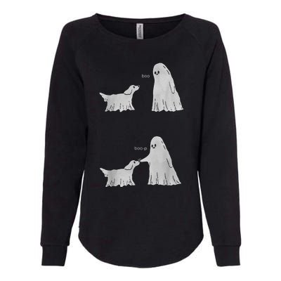 Halloween Boo Boop Ghost Dog Womens California Wash Sweatshirt