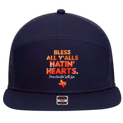 Houston Baseball Bless All Y'alls Hatin' Hearts With Love 7 Panel Mesh Trucker Snapback Hat