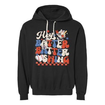 Hey Batter Batter Swing Baseball Softball Women Garment-Dyed Fleece Hoodie