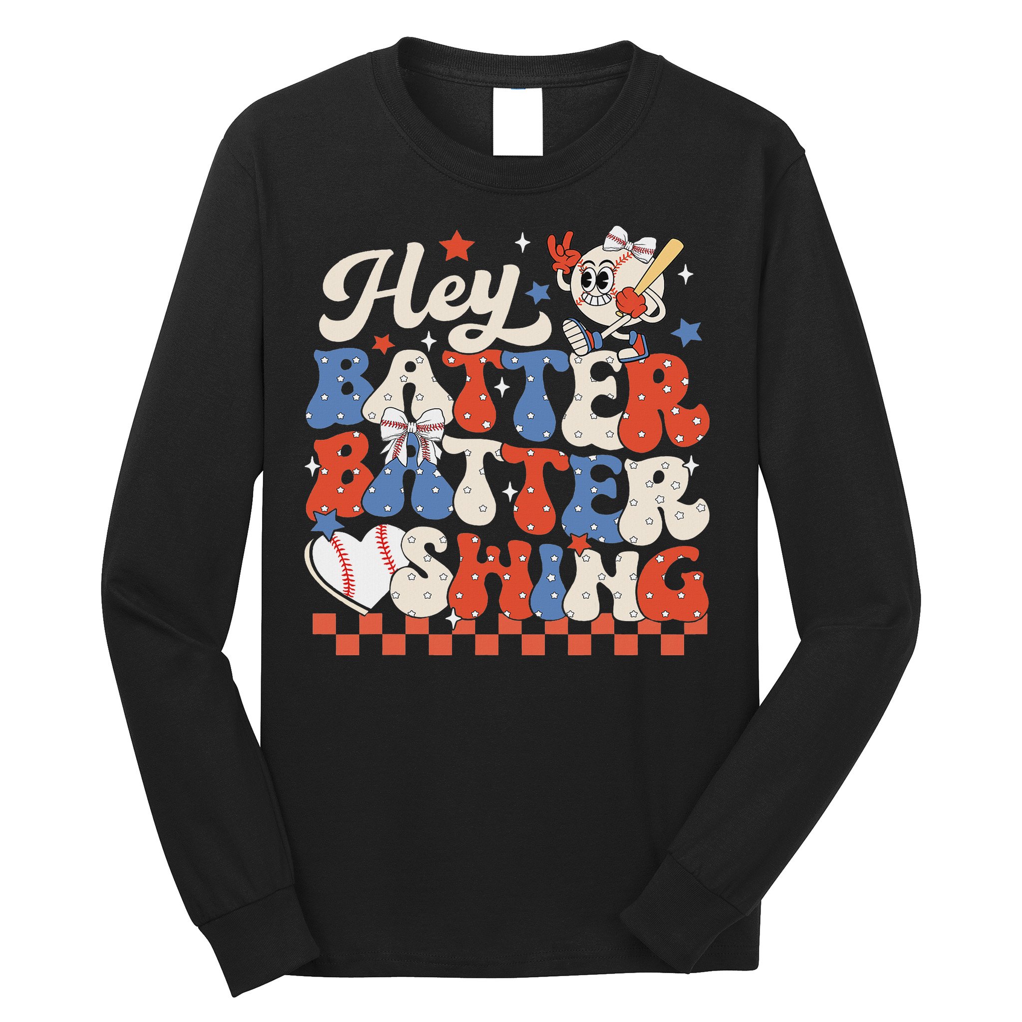 Hey Batter Batter Swing Baseball Softball Women Long Sleeve Shirt