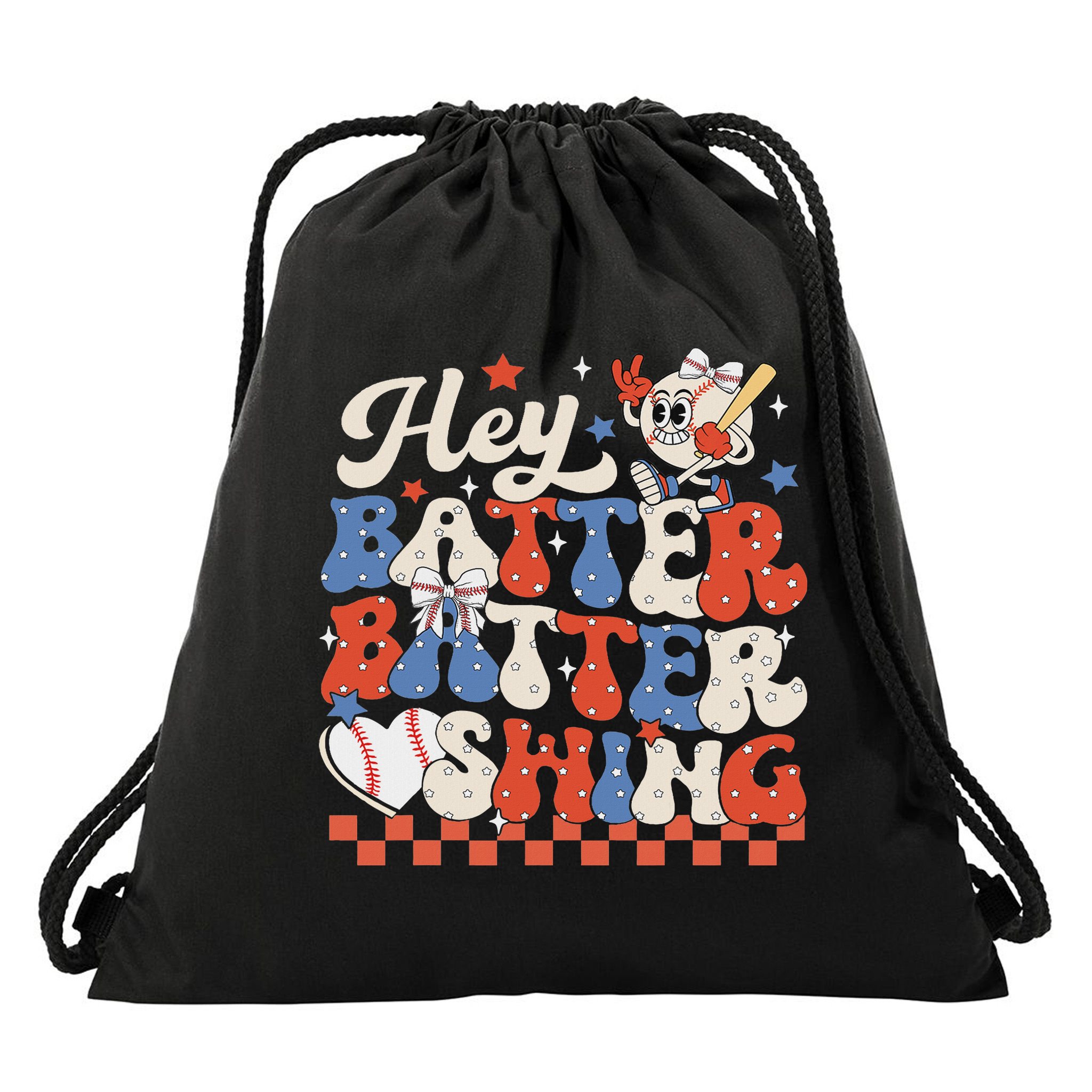 Hey Batter Batter Swing Baseball Softball Women Drawstring Bag
