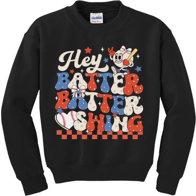 Hey Batter Batter Swing Baseball Softball Women Kids Sweatshirt