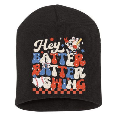Hey Batter Batter Swing Baseball Softball Women Short Acrylic Beanie