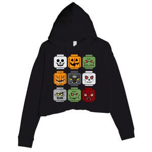 Halloween Building Brick Head Pumpkin Ghost Zombie Friends Crop Fleece Hoodie