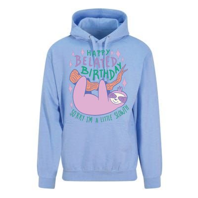 Happy Belated Birthday Funny Sloth Unisex Surf Hoodie