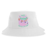 Happy Belated Birthday Funny Sloth Sustainable Bucket Hat