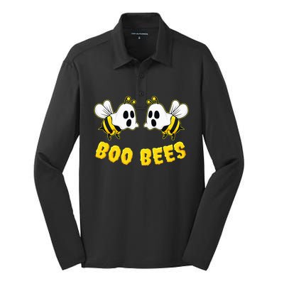 Halloween Boo Bees Matching Couples Funny Silk Touch Performance Long Sleeve Polo