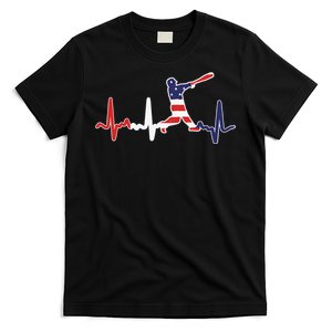 Heartbeat Baseball Batter With Bat Baseball Flag T-Shirt