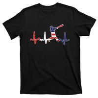 Heartbeat Baseball Batter With Bat Baseball Flag T-Shirt