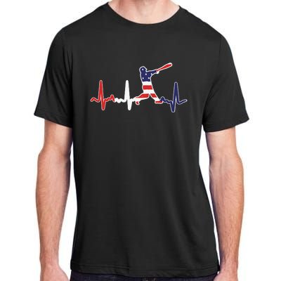 Heartbeat Baseball Batter With Bat Baseball Flag Adult ChromaSoft Performance T-Shirt