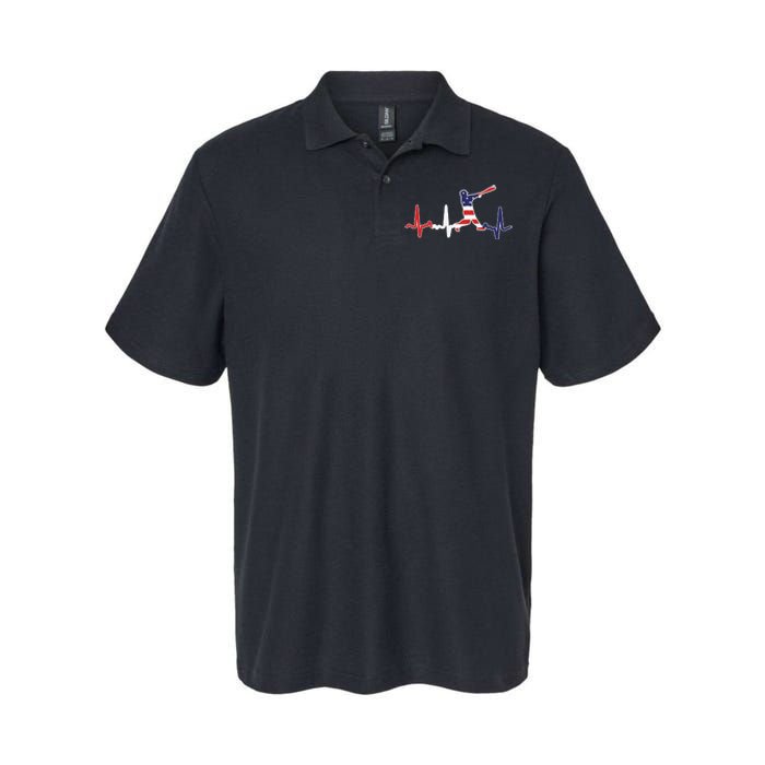 Heartbeat Baseball Batter With Bat Baseball Flag Softstyle Adult Sport Polo