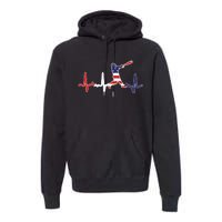 Heartbeat Baseball Batter With Bat Baseball Flag Premium Hoodie