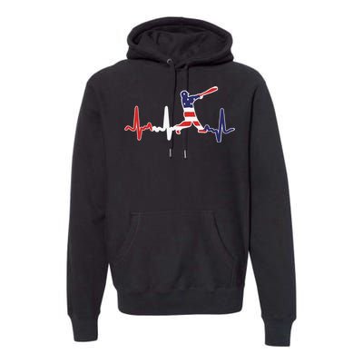 Heartbeat Baseball Batter With Bat Baseball Flag Premium Hoodie