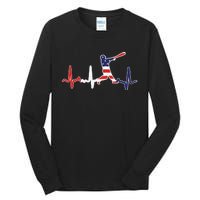 Heartbeat Baseball Batter With Bat Baseball Flag Tall Long Sleeve T-Shirt