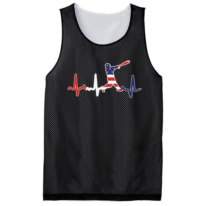 Heartbeat Baseball Batter With Bat Baseball Flag Mesh Reversible Basketball Jersey Tank