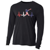 Heartbeat Baseball Batter With Bat Baseball Flag Cooling Performance Long Sleeve Crew