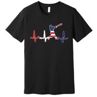 Heartbeat Baseball Batter With Bat Baseball Flag Premium T-Shirt