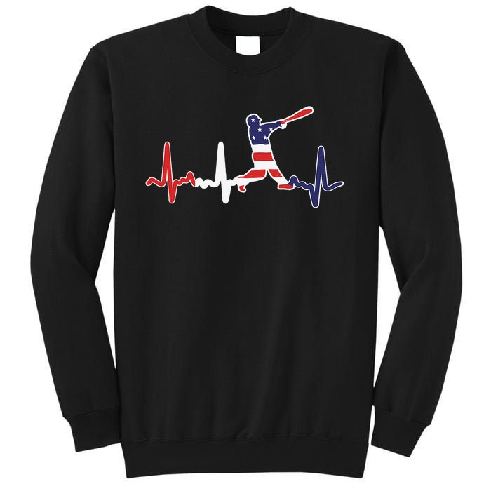 Heartbeat Baseball Batter With Bat Baseball Flag Tall Sweatshirt