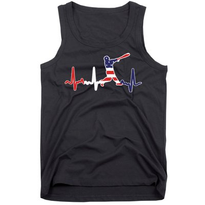 Heartbeat Baseball Batter With Bat Baseball Flag Tank Top