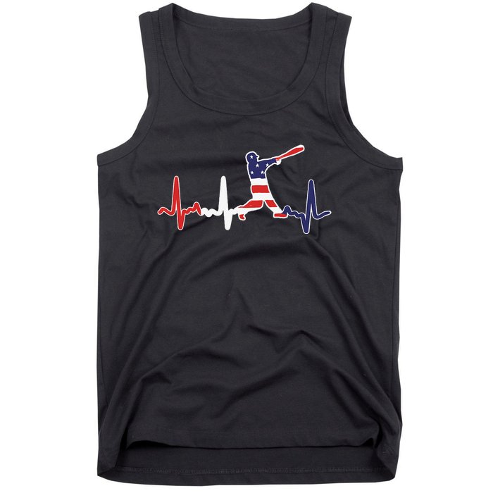 Heartbeat Baseball Batter With Bat Baseball Flag Tank Top