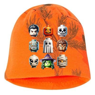 Halloween Building Bricks Costume Pumpkin Matching Family Kati - Camo Knit Beanie