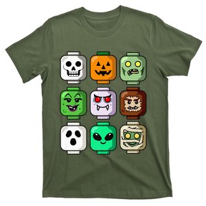 Halloween Building Brick Head Pumpkin Ghost Zombie T-Shirt