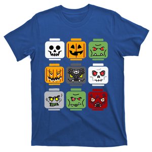 Halloween Building Brick Head Pumpkin Ghost Zombie Friends T-Shirt