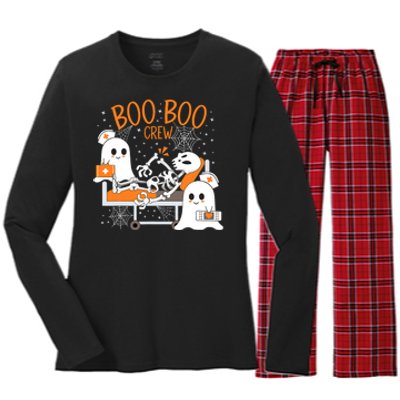 Halloween Boo Boo Crew Ghost Doctor Women's Long Sleeve Flannel Pajama Set 