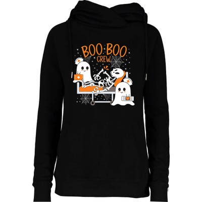 Halloween Boo Boo Crew Ghost Doctor Womens Funnel Neck Pullover Hood