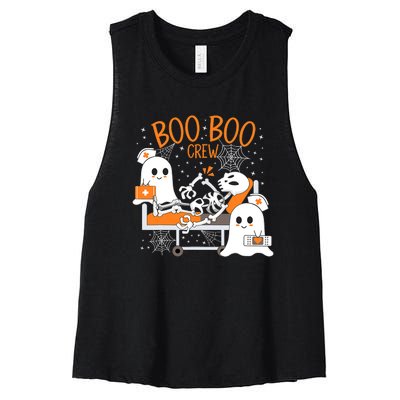 Halloween Boo Boo Crew Ghost Doctor Women's Racerback Cropped Tank