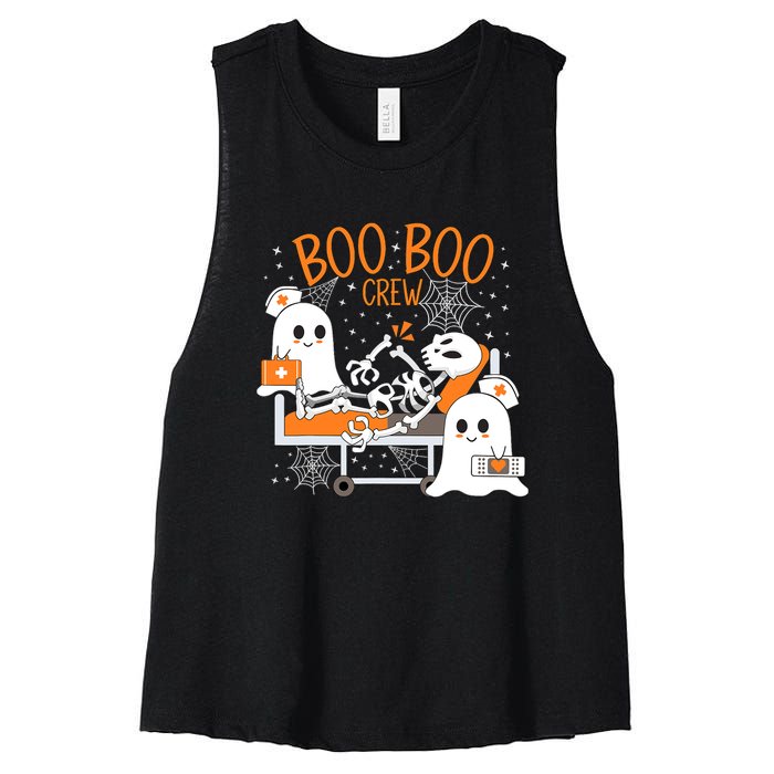 Halloween Boo Boo Crew Ghost Doctor Women's Racerback Cropped Tank