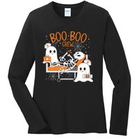 Halloween Boo Boo Crew Ghost Doctor Ladies Long Sleeve Shirt