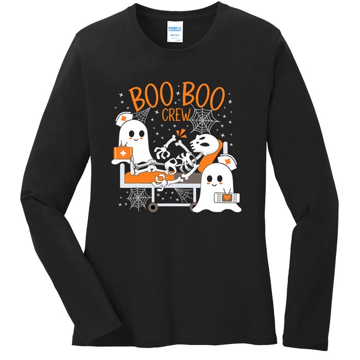 Halloween Boo Boo Crew Ghost Doctor Ladies Long Sleeve Shirt