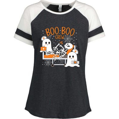 Halloween Boo Boo Crew Ghost Doctor Enza Ladies Jersey Colorblock Tee