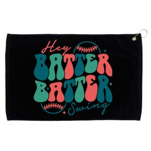 Hey Batter Batter Swing Baseball Mom Groovy Baseball Player Grommeted Golf Towel