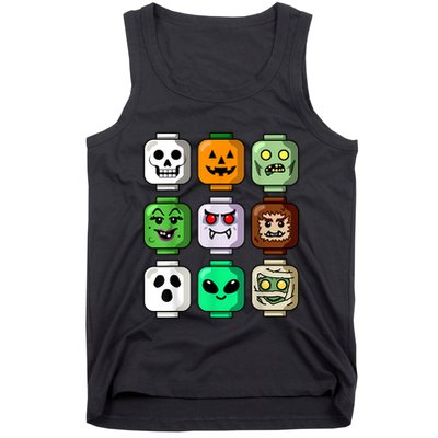 Halloween Building Brick Head Pumpkin Ghost Zombie Tank Top